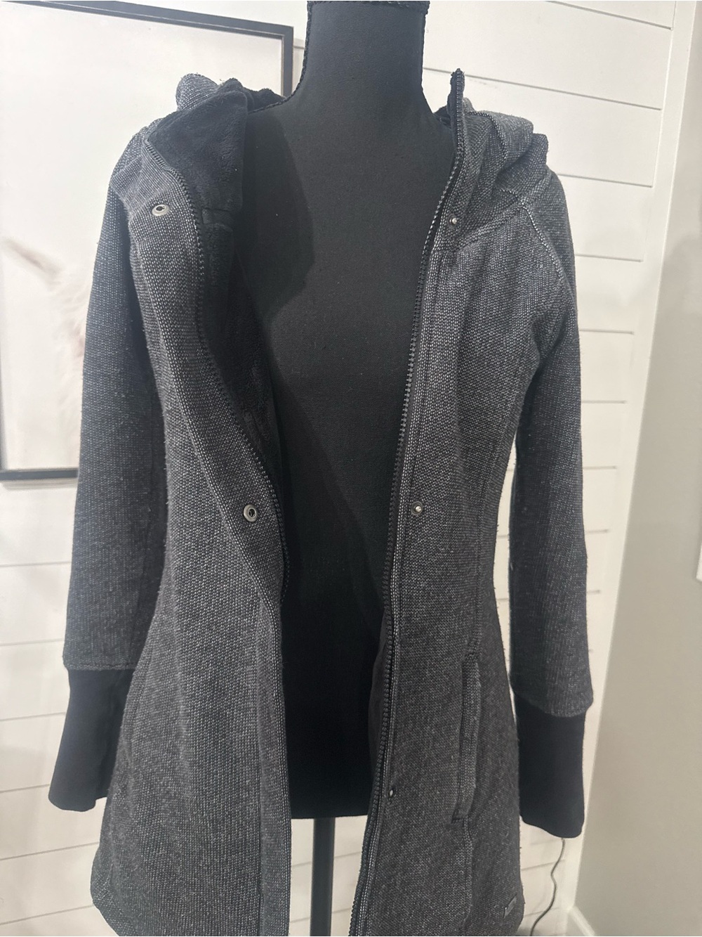 The North Face Dionne Long Black Fleece Lined Hooded Jacket / Coat Women’s Small - Picture 3 of 11